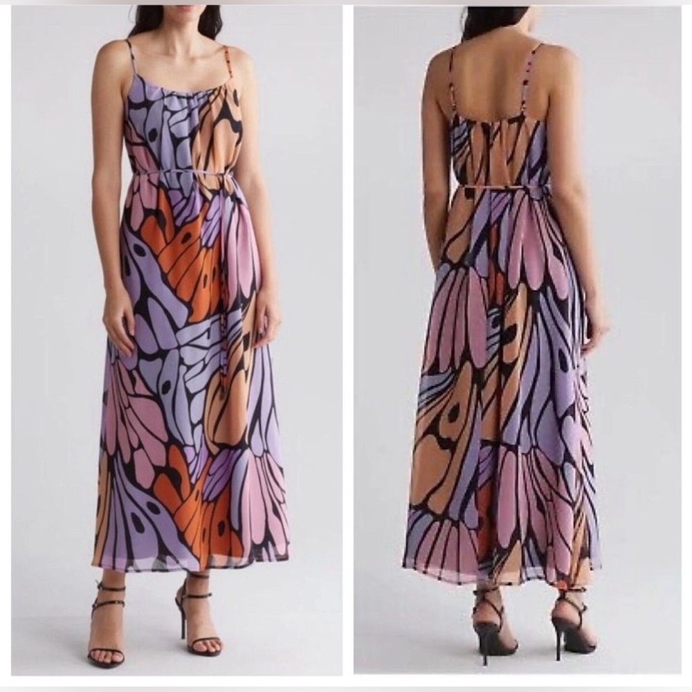 Sam Edelman Purple Pink Orange Floral Maxi Dress